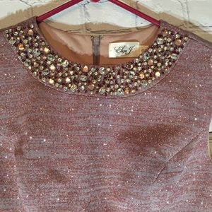 Eliza J pink glitter jeweled dress Sz 4